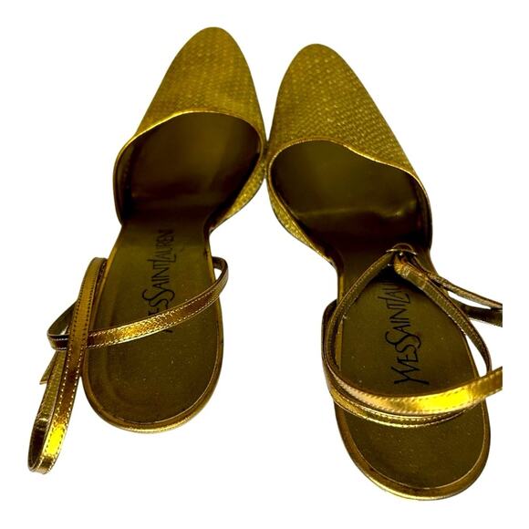 Yves Saint Laurent gold mesh pointed toe strappy sandal. Size 7.5 - Picture 7 of 14
